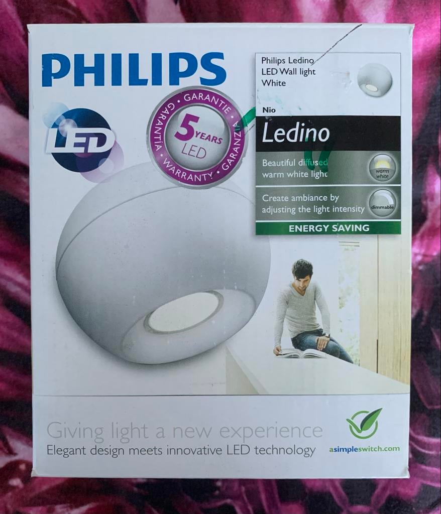 Philips Ledino LED Wandlamp Wit - Nieuw in doos, Ophalen of Verzenden, Nieuw, Metaal