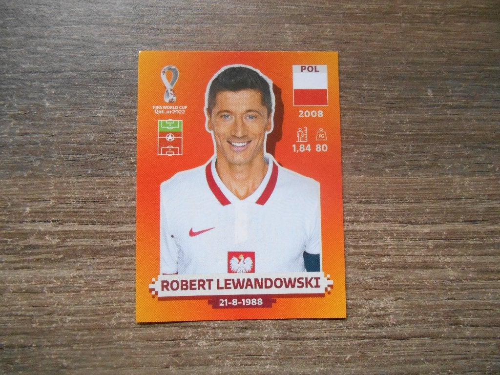 Lewandowski voetbalplaatje WK 2022 Qatar Oranje editie, Verzamelen, Ophalen of Verzenden, Nieuw, Buitenlandse clubs, Poster, Plaatje of Sticker