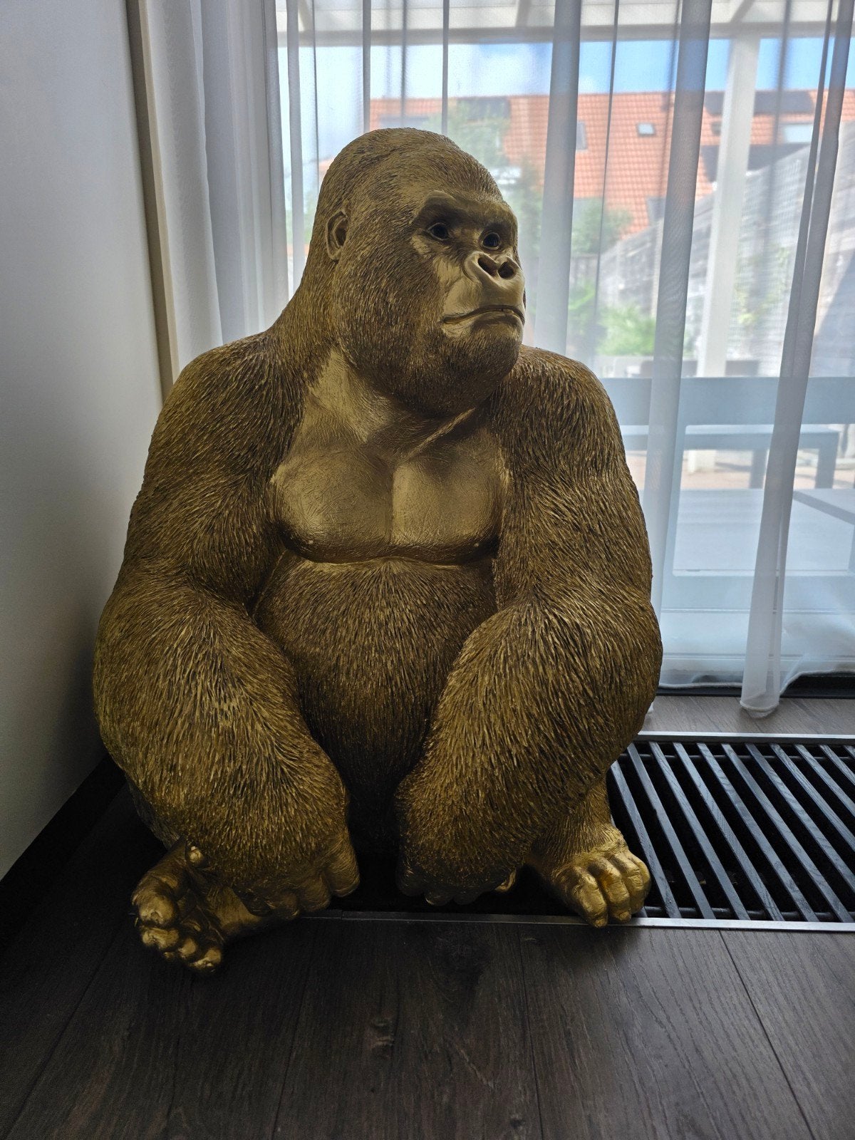 Gouden Gorilla Beeld Xl - Unieke Decoratie, Huis en Inrichting, Ophalen, Kunststof, Zo goed als nieuw, Goud