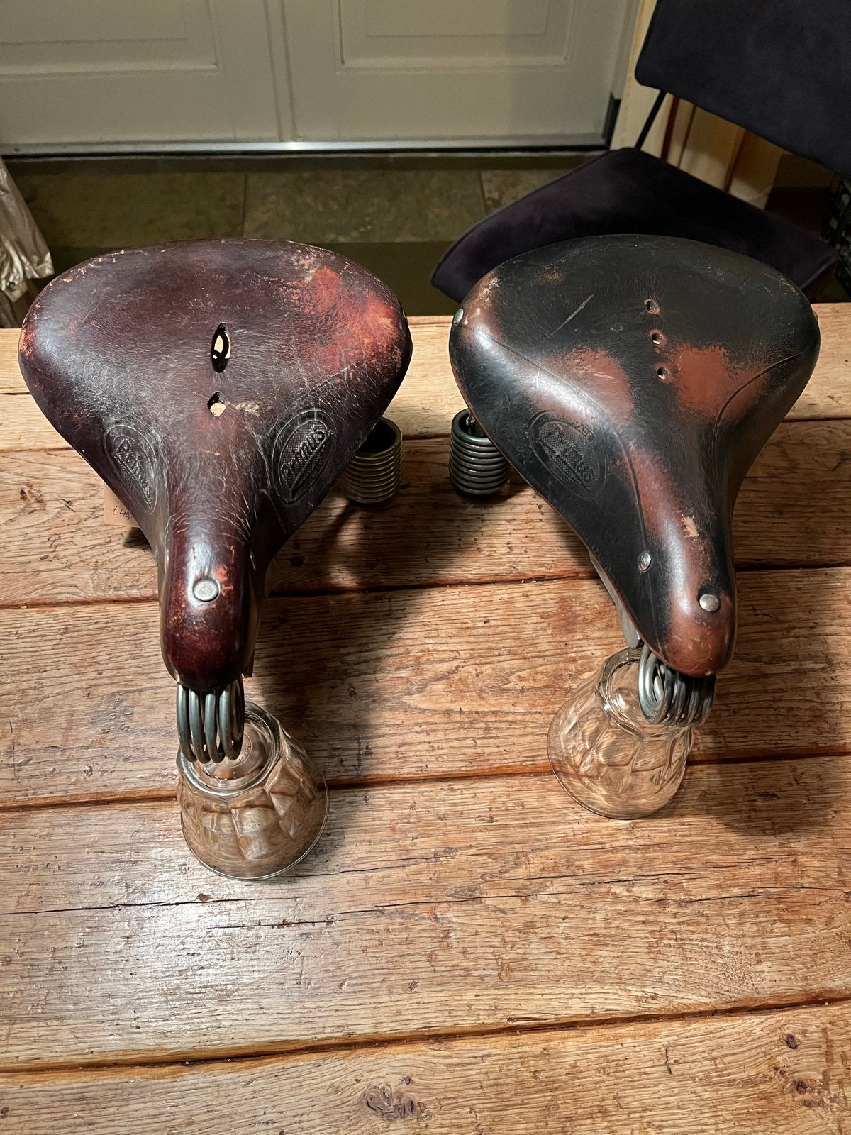 Vintage Lepper Primus Leren Fietszadels (2 stuks), Gebruikt, Leer, Ophalen of Verzenden, Zadel