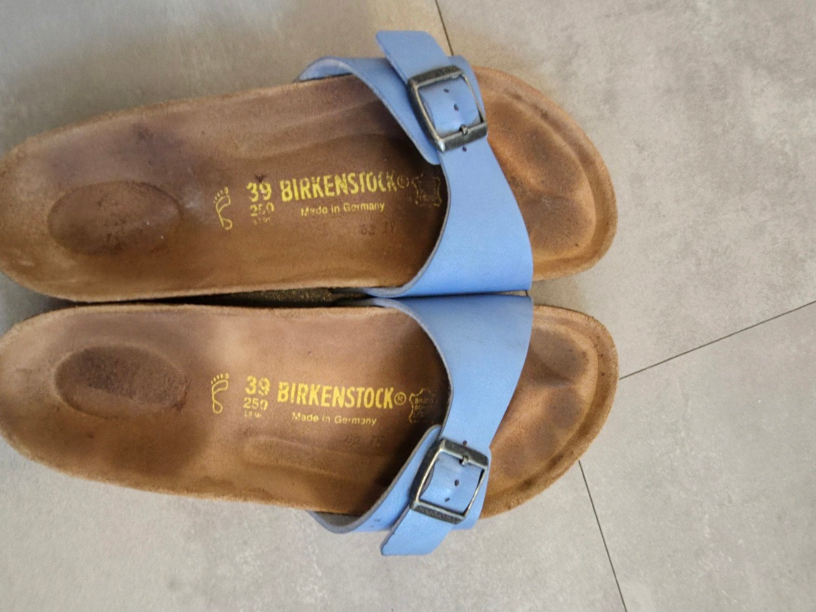 Birkenstock sandalen maat 39 - lichtblauw, Blauw, Gedragen, Birkenstock, Sandalen of Muiltjes