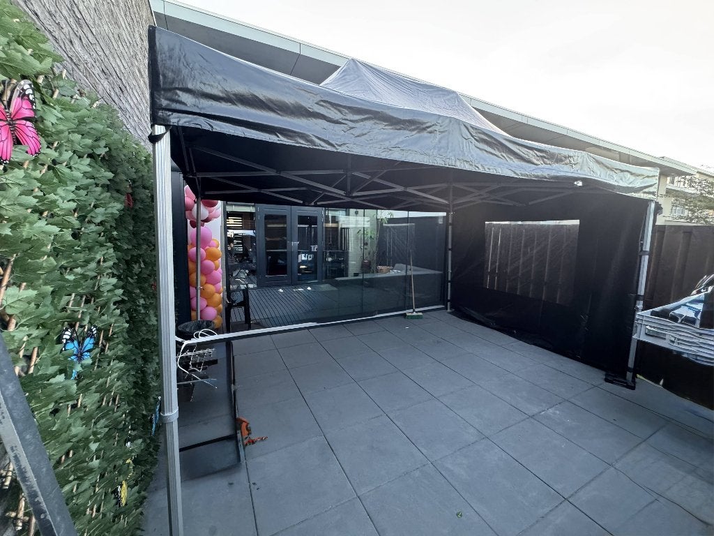 Easy up PVC 3x4,5 tent zwart zware kwaliteit, Ophalen, Zo goed als nieuw, Minder dan 5 meter, Minder dan 4 meter