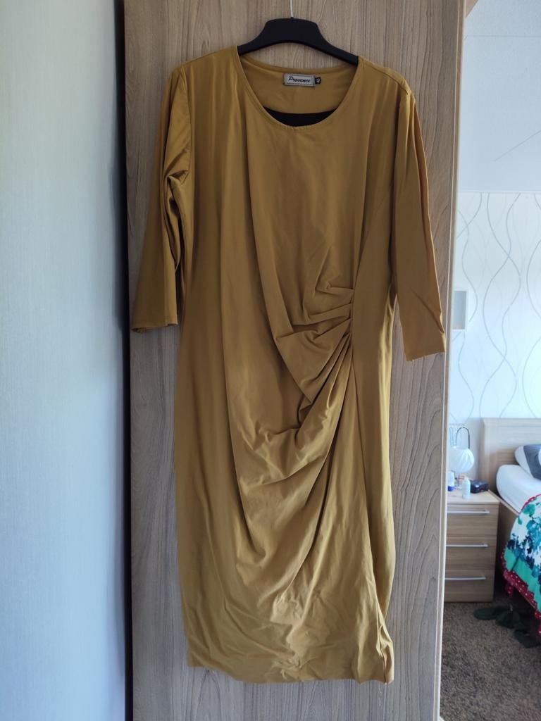 Elegante Provence jurk, okergeel, maat 48, Kleding | Dames, Geel, Maat 46/48 (XL) of groter, Ophalen of Verzenden, Knielengte