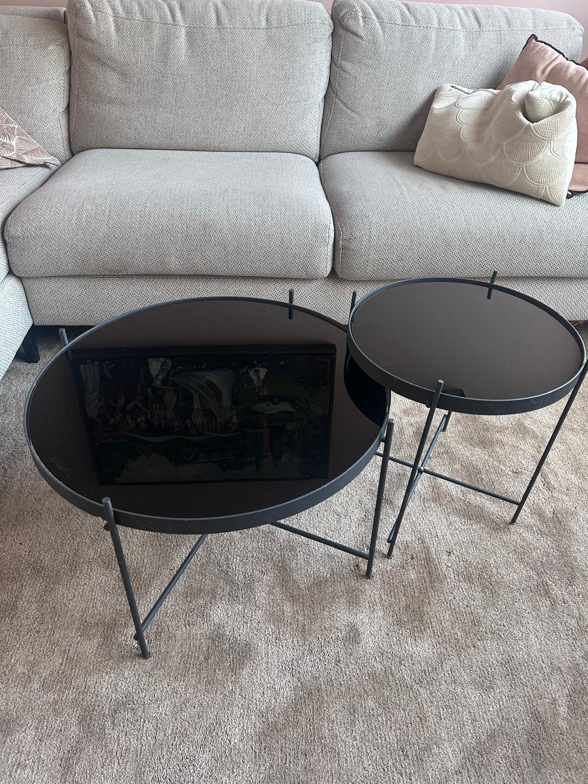 Set van 2 zwarte salontafels - Zuiver, Huis en Inrichting, Minder dan 55 cm, Rond, Ophalen, 45 tot 60 cm