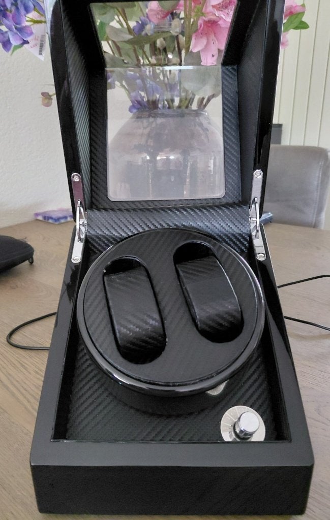 Watchwinder voor 2 horloges, Overige merken, Zakhorloge, Gebruikt, Staal