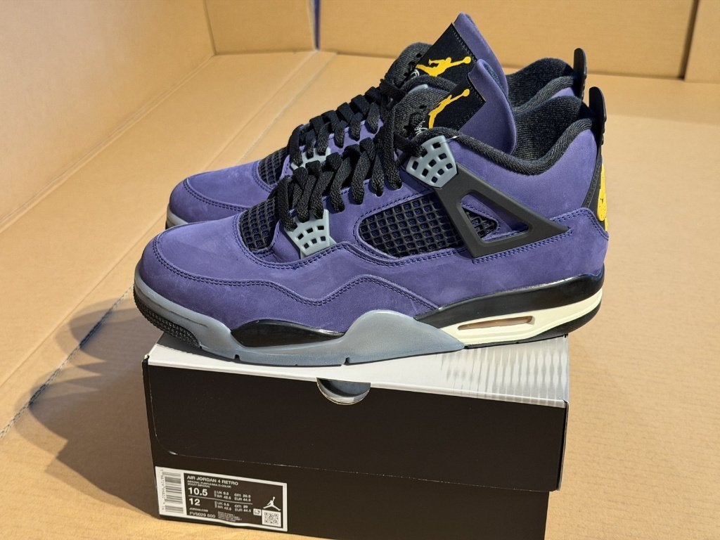 Nike Air Jordan 4 Lakers - maat EU 44.5, Kleding | Heren, Overige kleuren, Nieuw, Ophalen of Verzenden, Sneakers of Gympen
