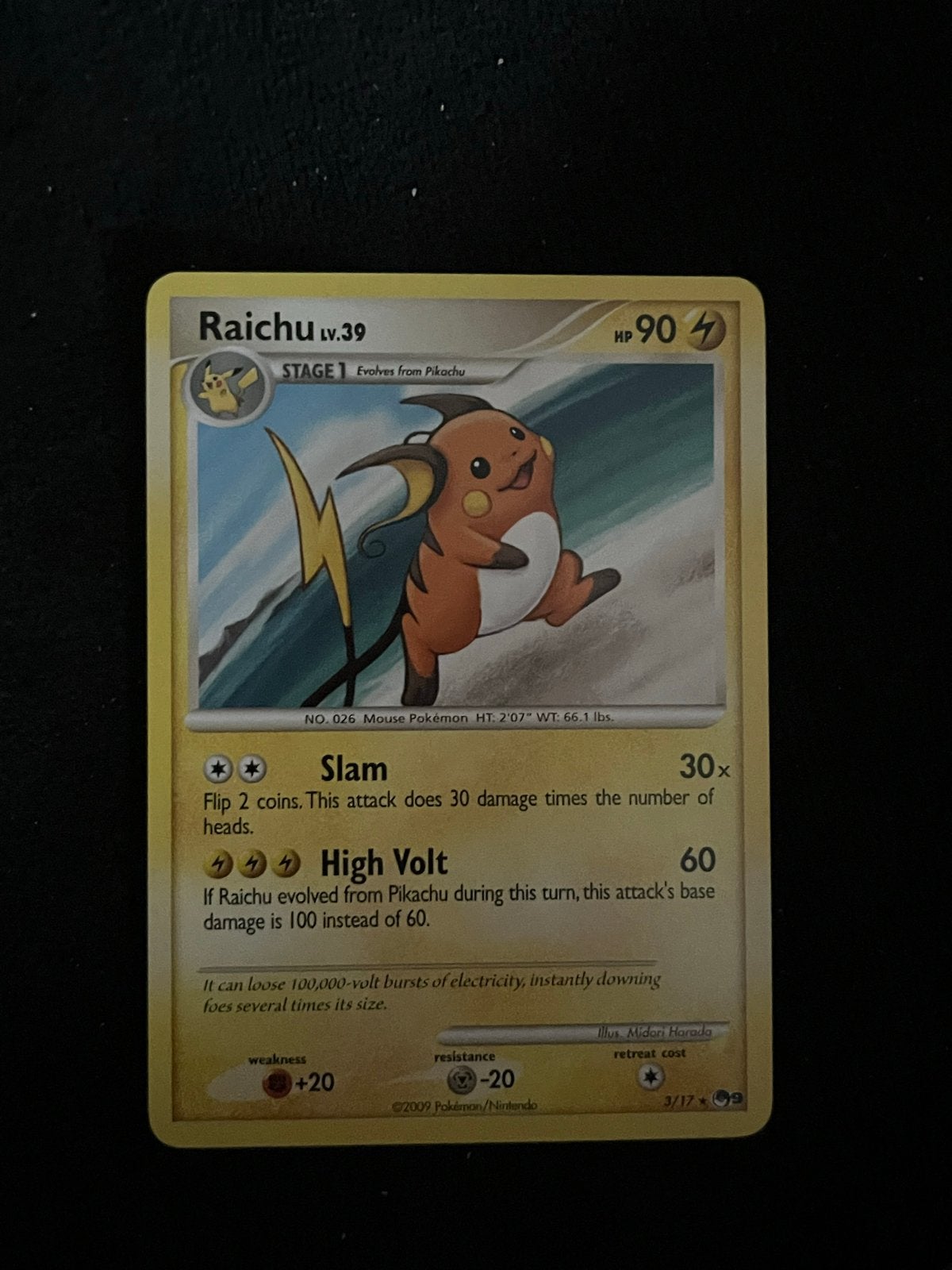 Raichu Pop Series 9 3/17 NM Pokemon Kaart, Ophalen of Verzenden, Zo goed als nieuw, Losse kaart