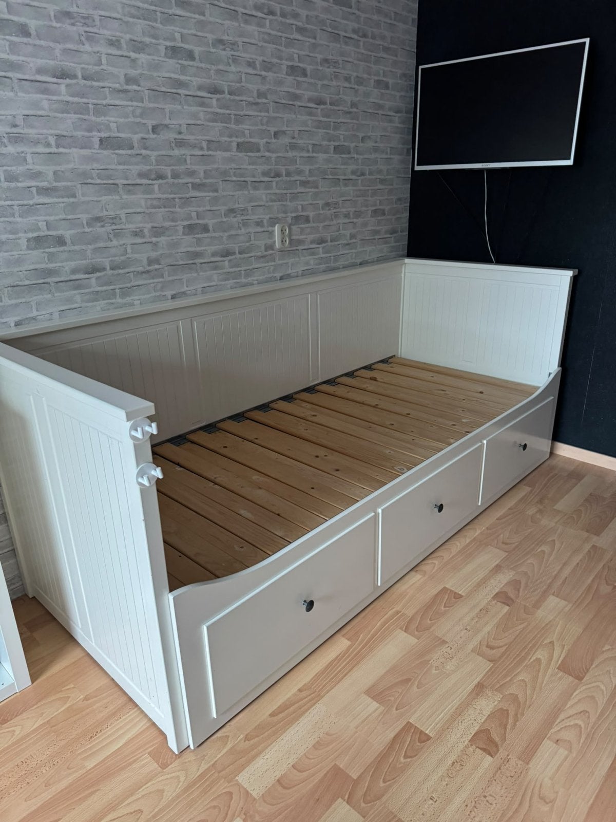 IKEA HEMNES Bedbank – wit – 80x200 cm – 3 lades, Ophalen, Eenpersoons, Wit, 80 cm