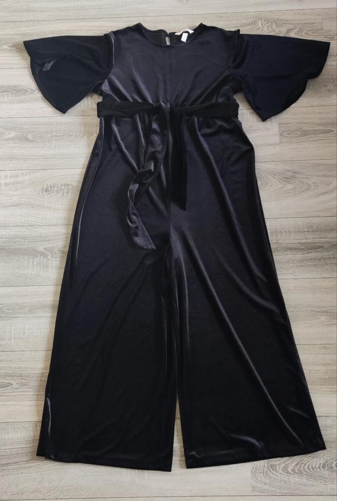 Zwart fluwelen jumpsuit maat L van H&M Mama, Zwart, Maat 42/44 (L), Ophalen of Verzenden, Zo goed als nieuw