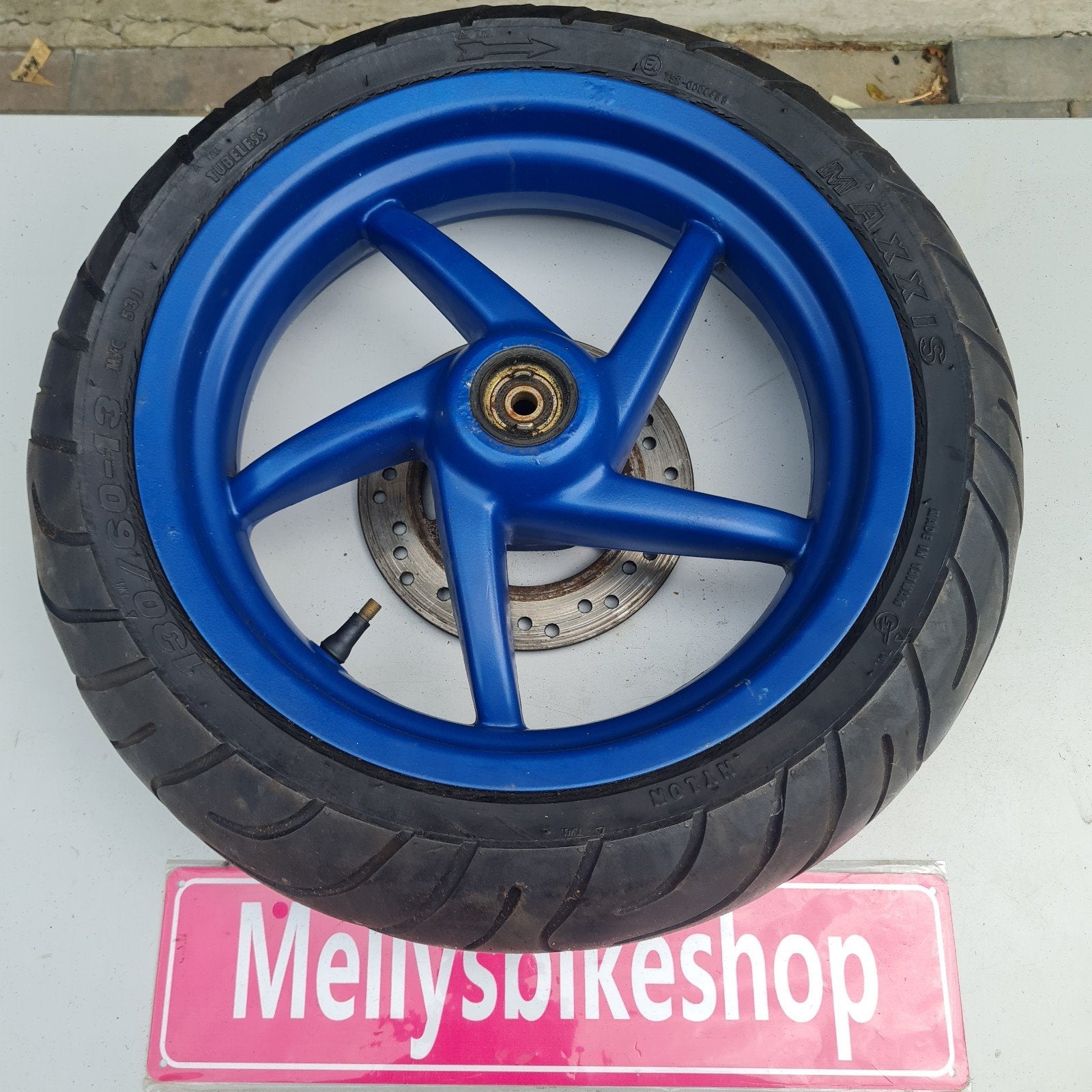 Aprilia sr50 voorvelg mat blauw origineel .met band, Ophalen of Verzenden, Aprilia, Info@aprilia.it, Italie