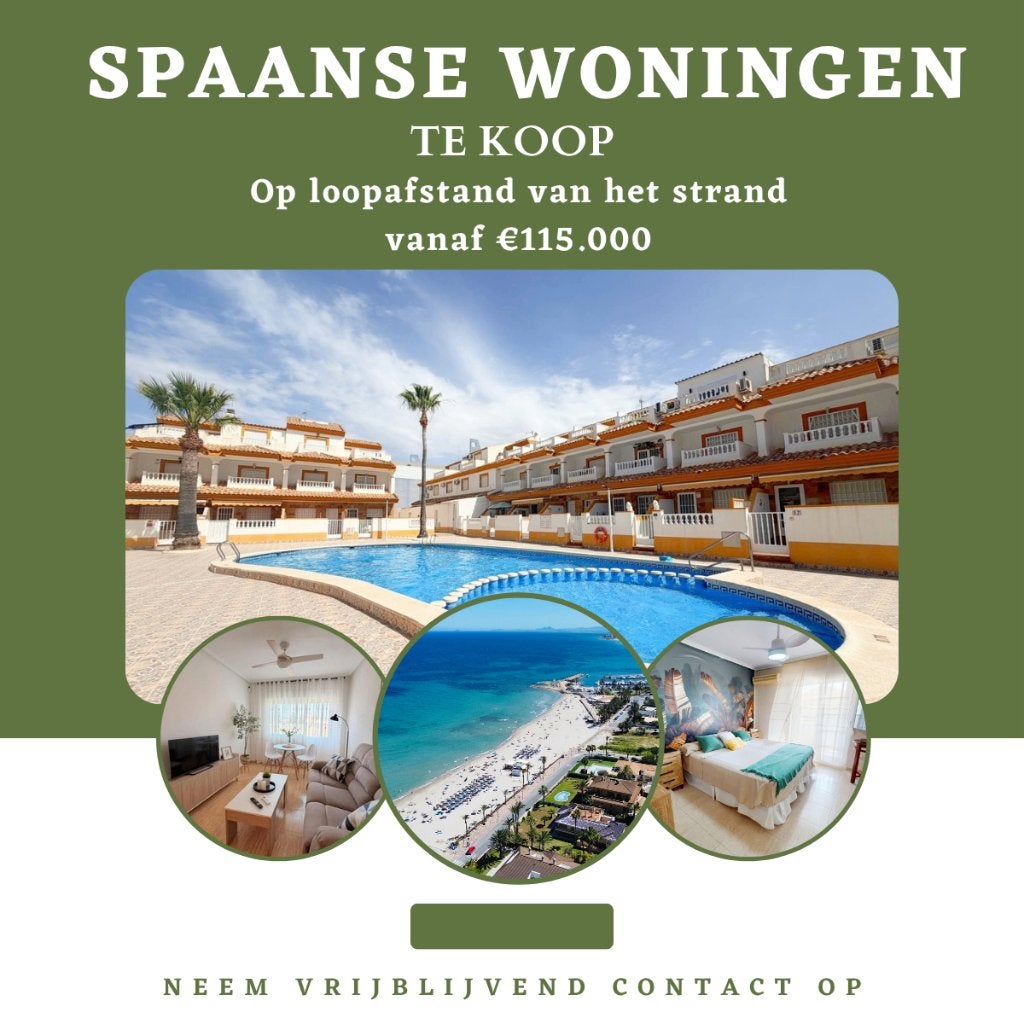 Spaanse woningen tekoop €115.000 loopafstand van het strand, Vakantie, Bemiddelingsbureau, 2 slaapkamers, Costa Blanca, Appartement