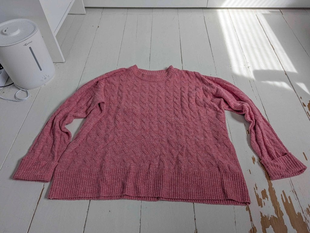 Roze gebreide trui van Hema, Maat 42/44 (L), Ophalen of Verzenden, Roze, Gedragen