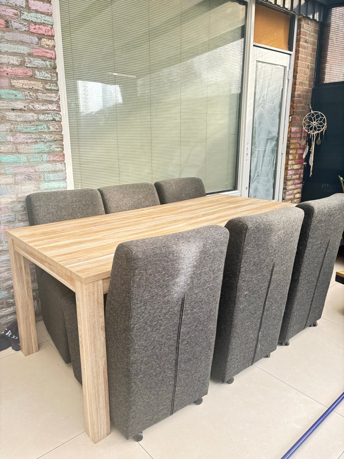 Eettafel met 6 stoelen - Gratis af te halen, Ophalen, Gebruikt, 50 tot 100 cm, Vijf personen of meer