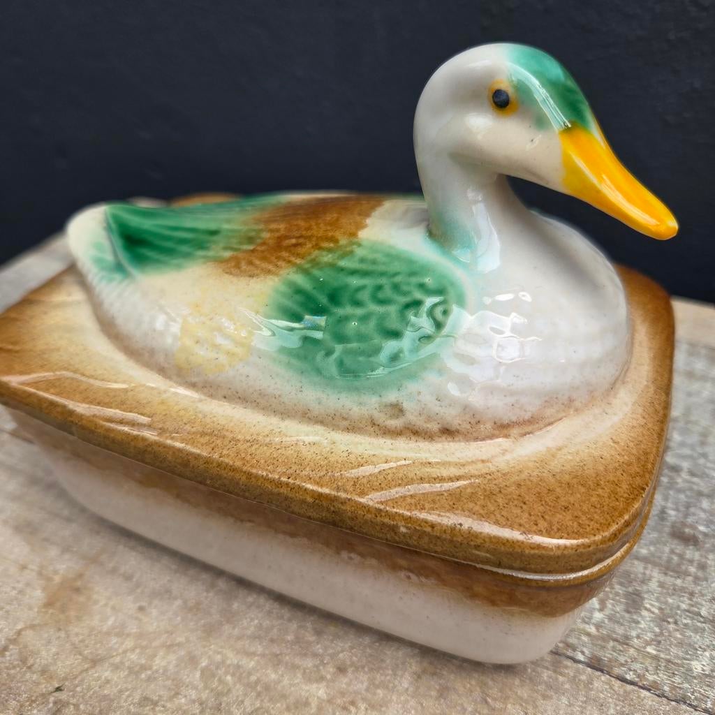 Franse brocante terrine/ovenschaal in eendvorm, Antiek en Kunst, Curiosa en Brocante, Ophalen of Verzenden