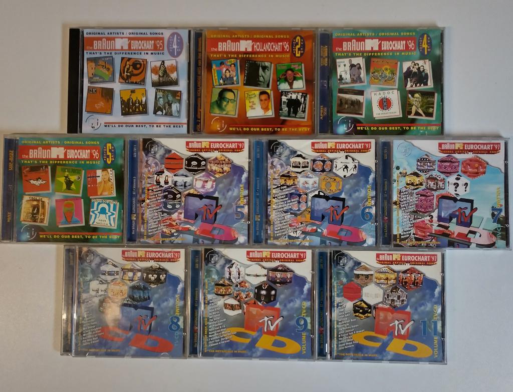 10 CDs Braun MTV Eurochart 1995 t/m 1997 (MTV / Euromeg), Ophalen of Verzenden, Gebruikt, Pop