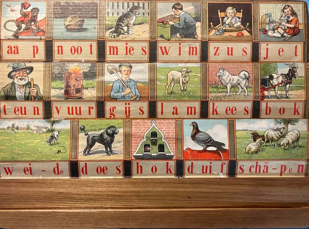 Leesplankje  Methode Hoogeveen compleet met letters, Antiek en Kunst, Antiek | Schoolplaten, Ophalen of Verzenden, Overige thema's
