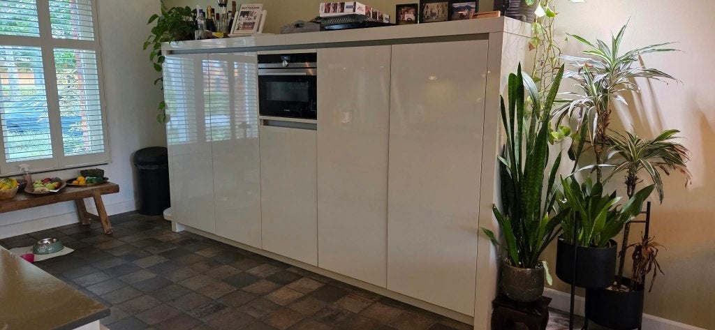 Luxe Qlinea Kasjmier Hoogglans Keuken GEDEMONTEERD, Overige kleuren, Dubbelwandige keuken, Ophalen of Verzenden, Zo goed als nieuw