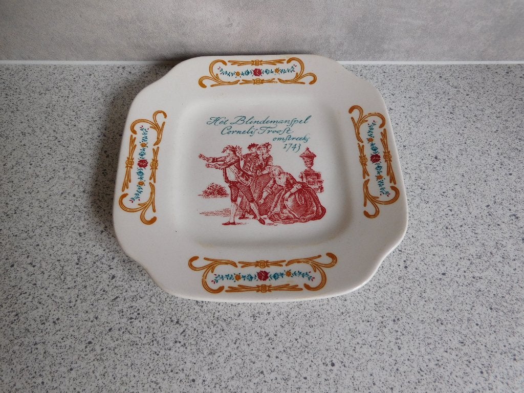 Bord 15 cm. het Blindemanspel Boch Belgium, Ophalen of Verzenden