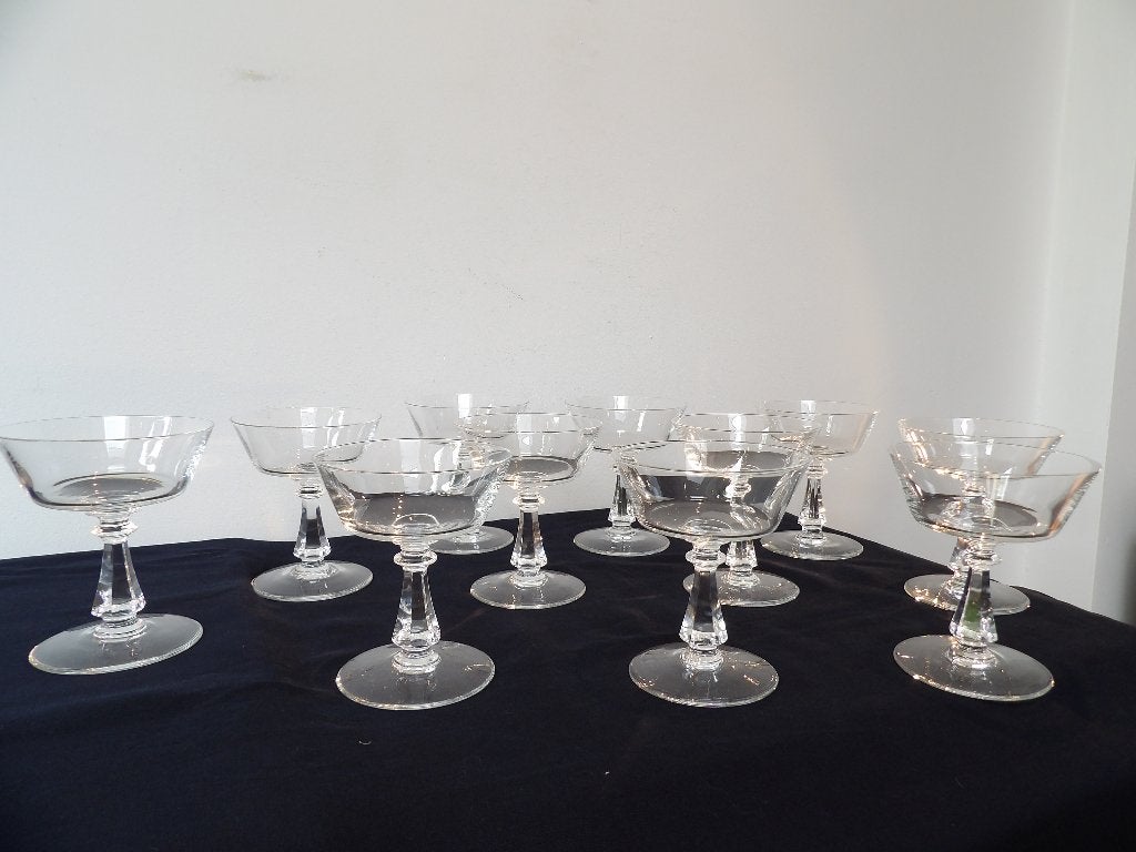 Fifties Val st Lambert Champagne Coupes, kristal, Antiek en Kunst, Antiek | Glas en Kristal, Ophalen of Verzenden