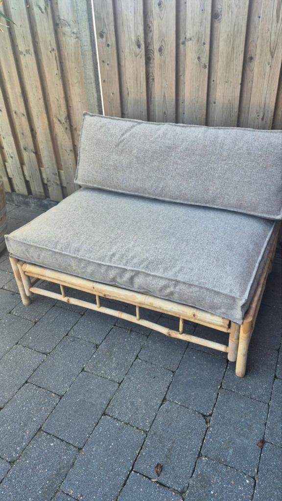 Bamboo bankje met kussens, Ophalen, Rotan