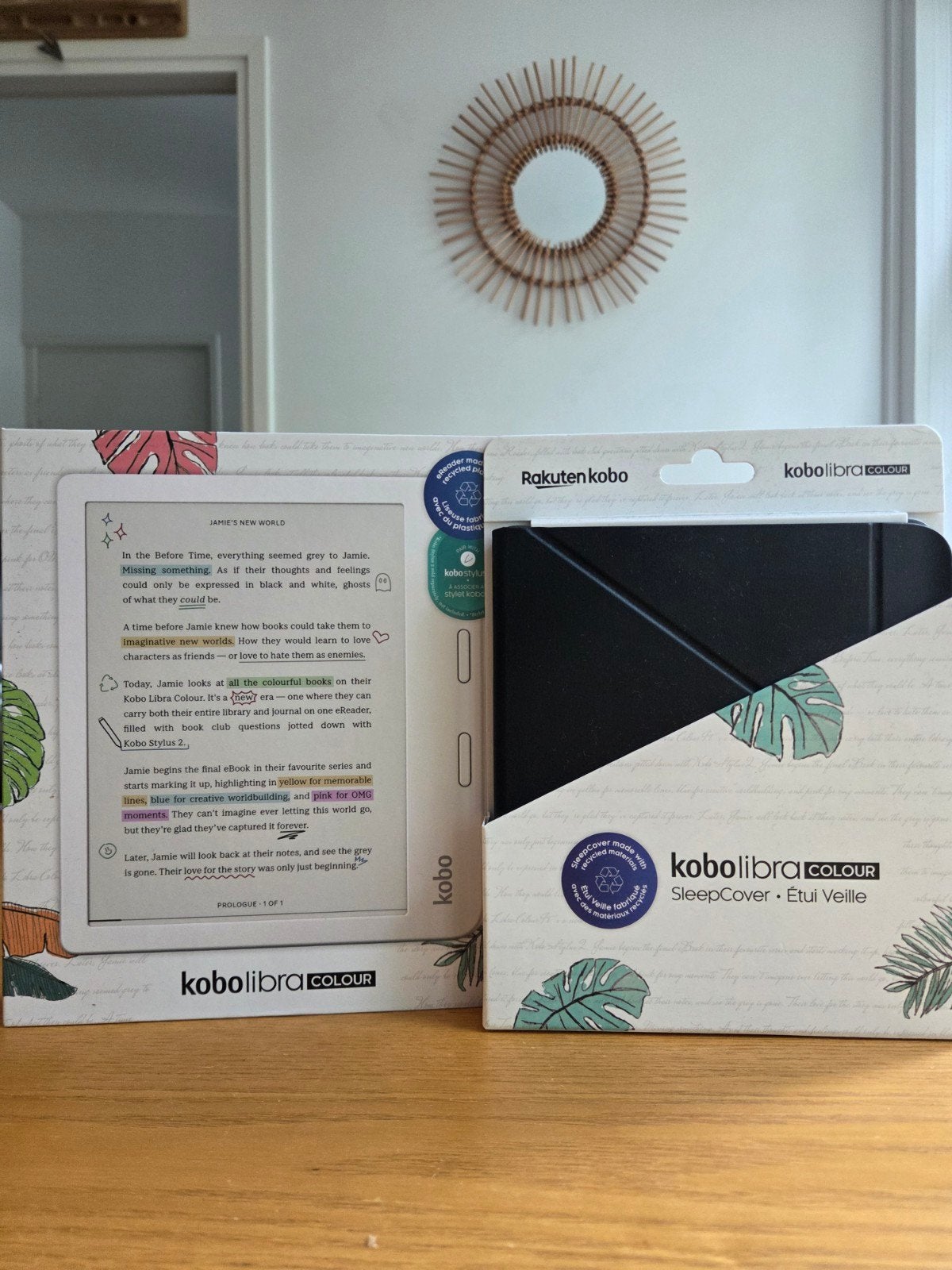 Kobo Libra Colour e-reader met hoes (sleepcover), Touchscreen, Ophalen of Verzenden, 7 inch, 16 GB of meer