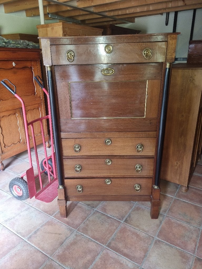 Prachtige Antieke Eiken Empire Klep Secretaire Schrijf Buro, Antiek en Kunst, Ophalen