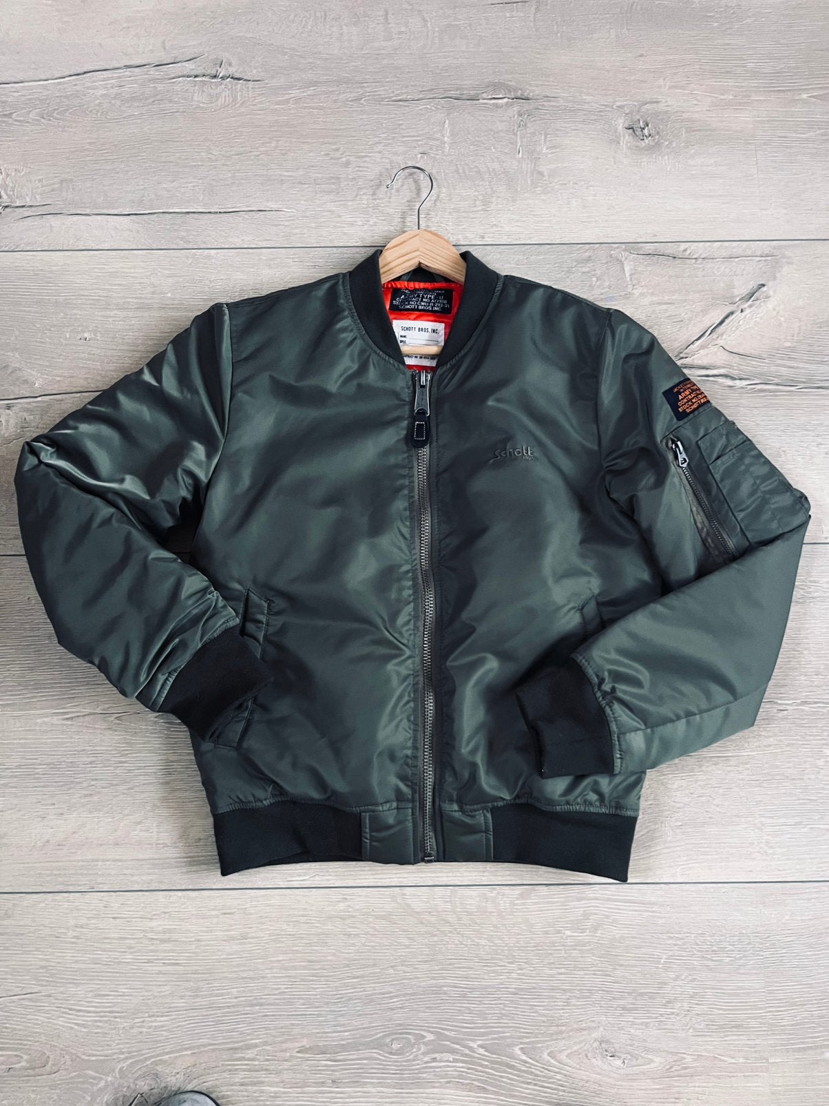 Schott bomberjack Leger Groen Medium, Ophalen of Verzenden, Zo goed als nieuw, Maat 38/40 (M), Groen