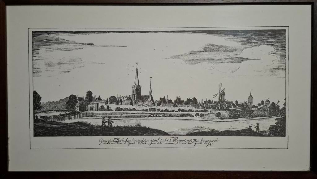 Panorama aanzicht van Doetinchem 1940., Antiek en Kunst, Kunst | Etsen en Gravures, Ophalen of Verzenden