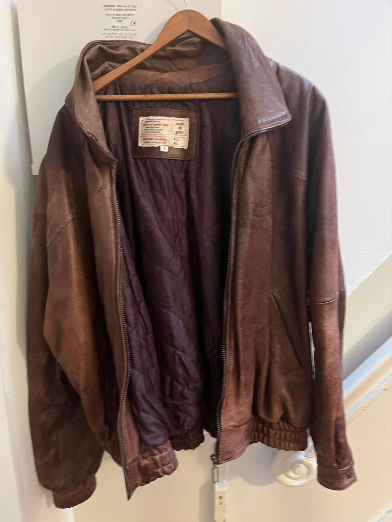 jassen leren jack, Ophalen, Gedragen, Maat 56/58 (XL), Bruin