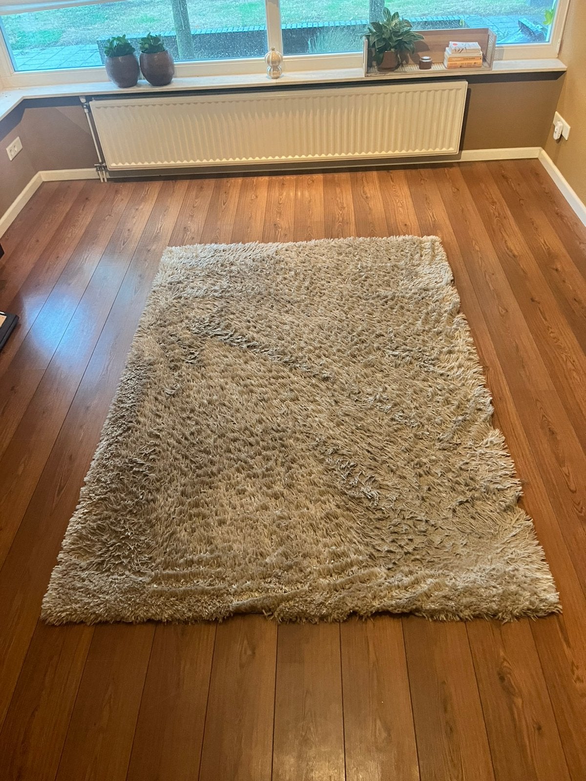 Vloerkleed off white - beige 160 bij 200, Ophalen, Hoogpolig, Beige, 150 tot 200 cm