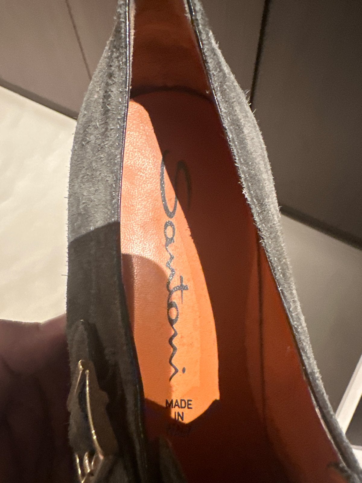 Foto 5 van Santoni olijfgroene gespschoenen maat 8 - Topconditie