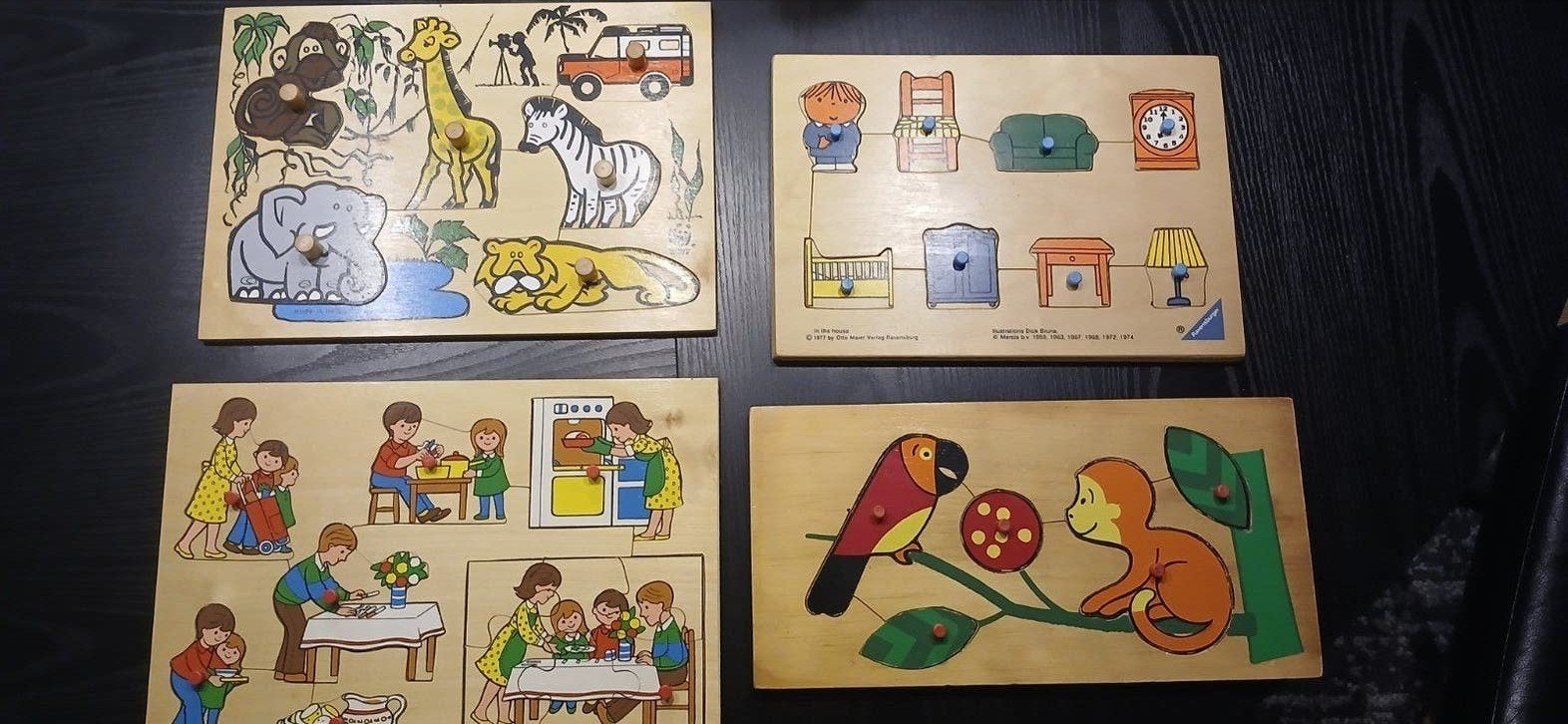 4 houten puzzels, Ophalen, Minder dan 10 stukjes, Gebruikt, 6 maanden tot 2 jaar