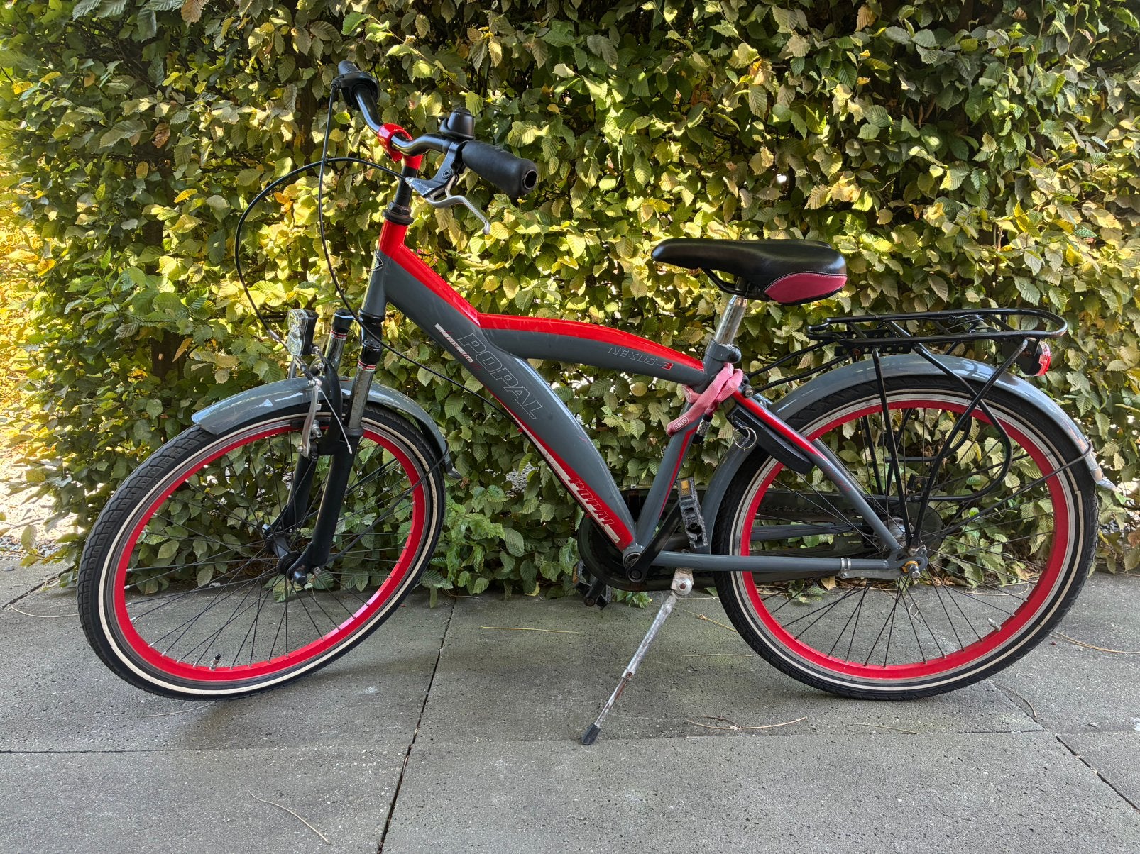 Popal nexus 3 versnellingen jongensfiets 24inch grijs rood, Ophalen, Zo goed als nieuw, 24 inch, Versnellingen