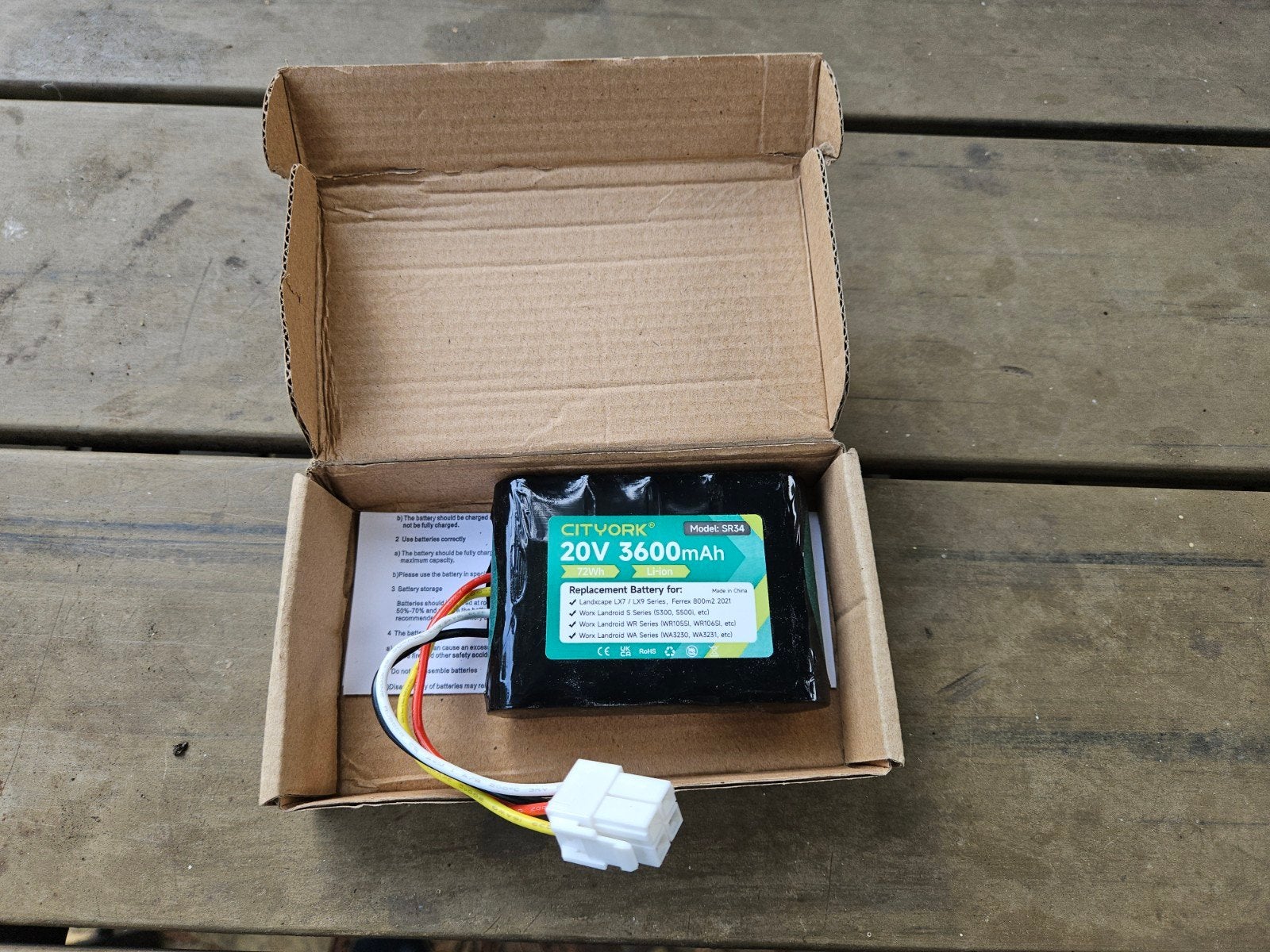 Nieuwe Accu voor Worx Robotmaaier - 20V 3600mAh, Ophalen of Verzenden, Nieuw, CITYORK