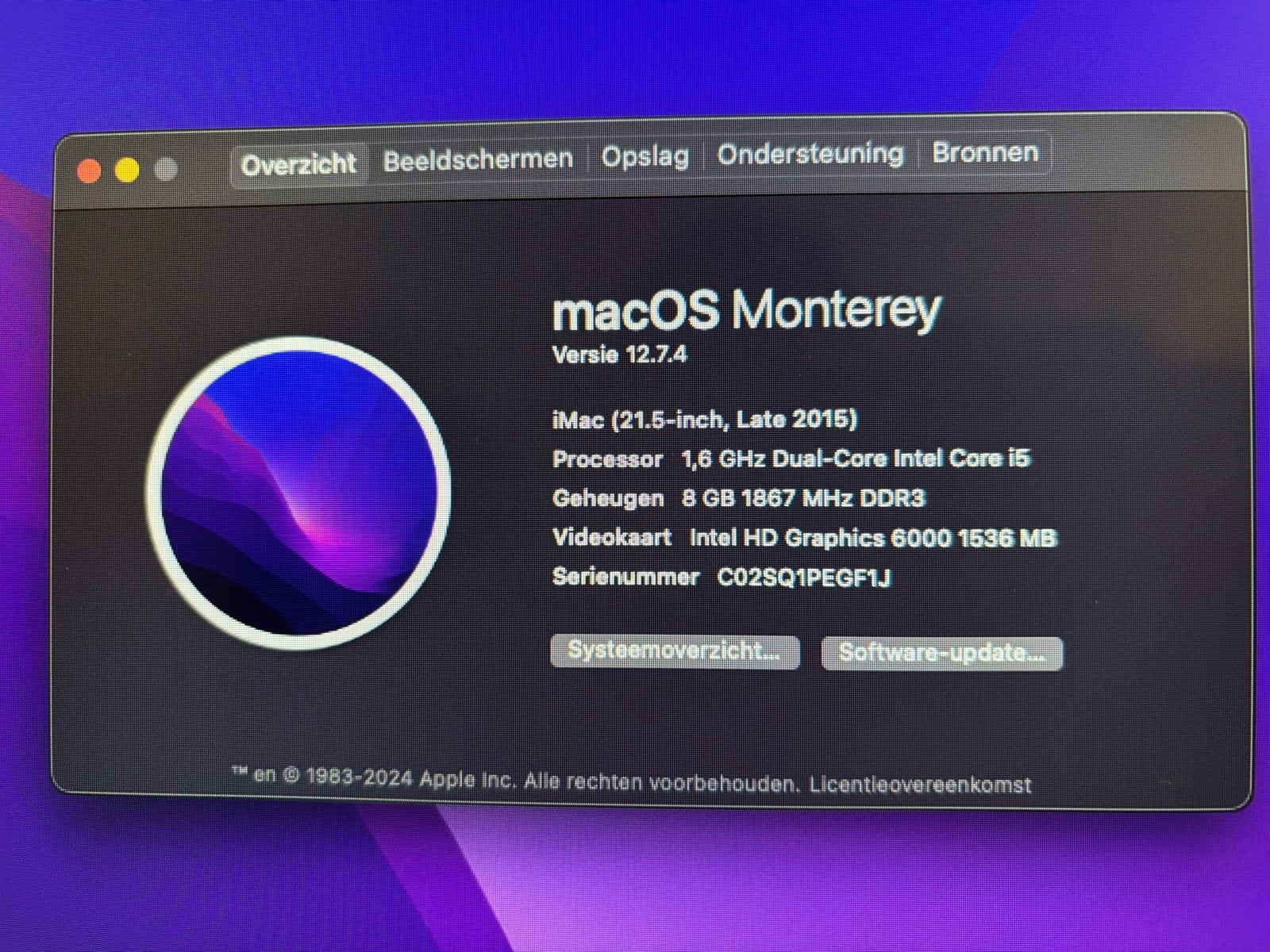 iMac (21.5-inch, Late 2015) - 8GB RAM, 500GB SSD, incl. muis, Computers en Software, Gebruikt, Ophalen of Verzenden, 8 GB, SSD