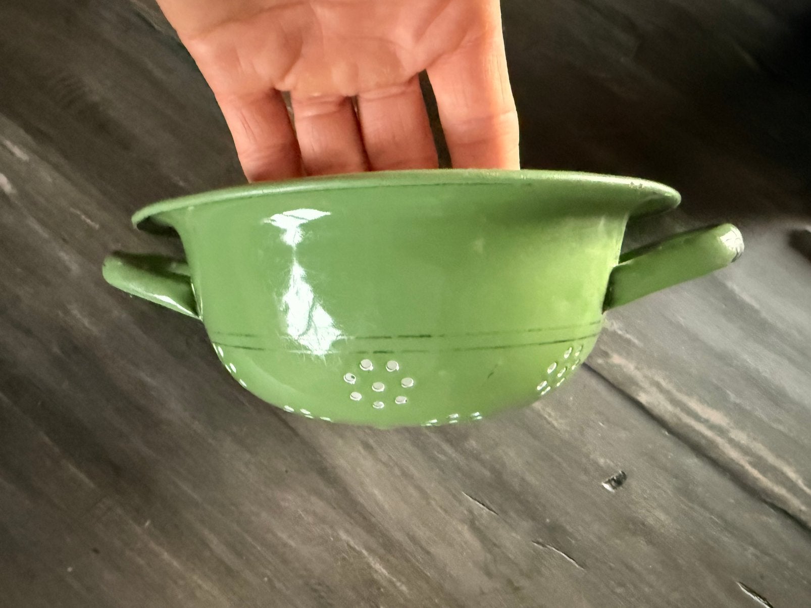 Antiek Groen Emaille Vergiet - Keuken vintage, Antiek en Kunst, Antiek | Emaille, Ophalen of Verzenden