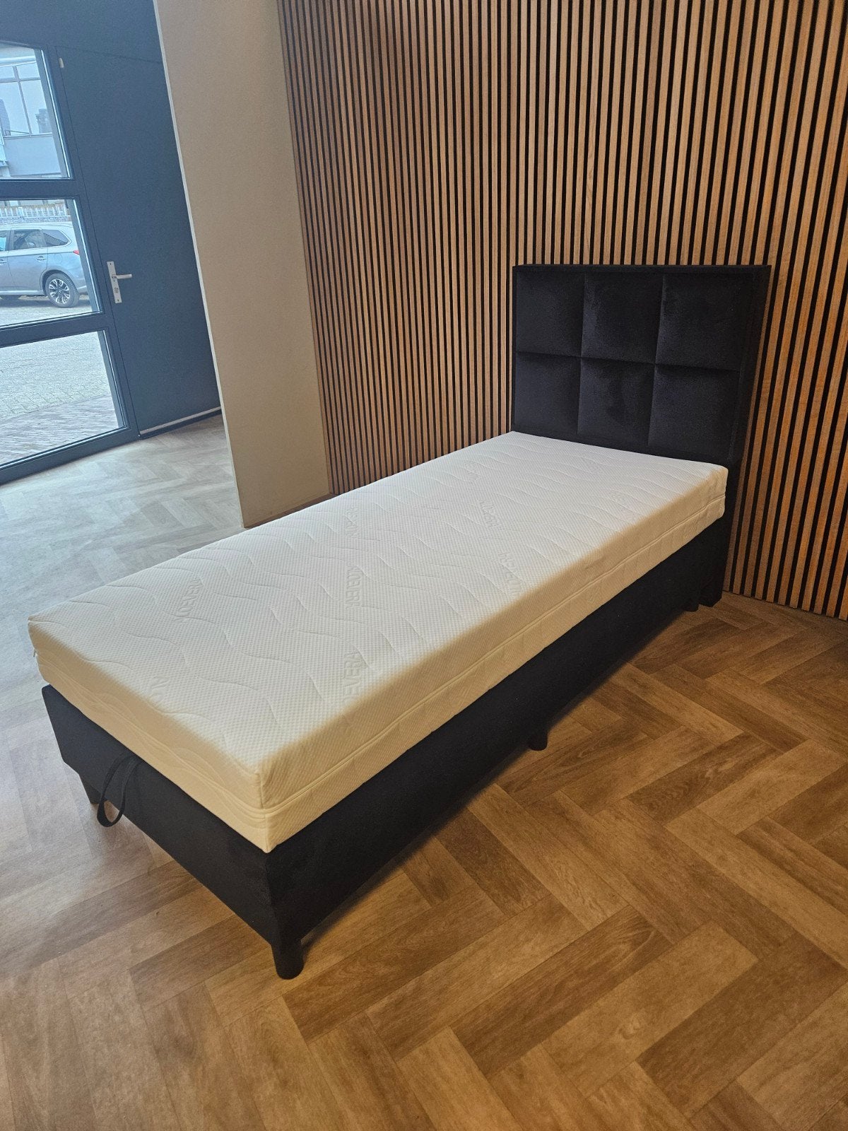 boxspring nieuw 90x200 zwart velvet opbergruimte baza, Ophalen of Verzenden, Nieuw, Eenpersoons, 90 cm