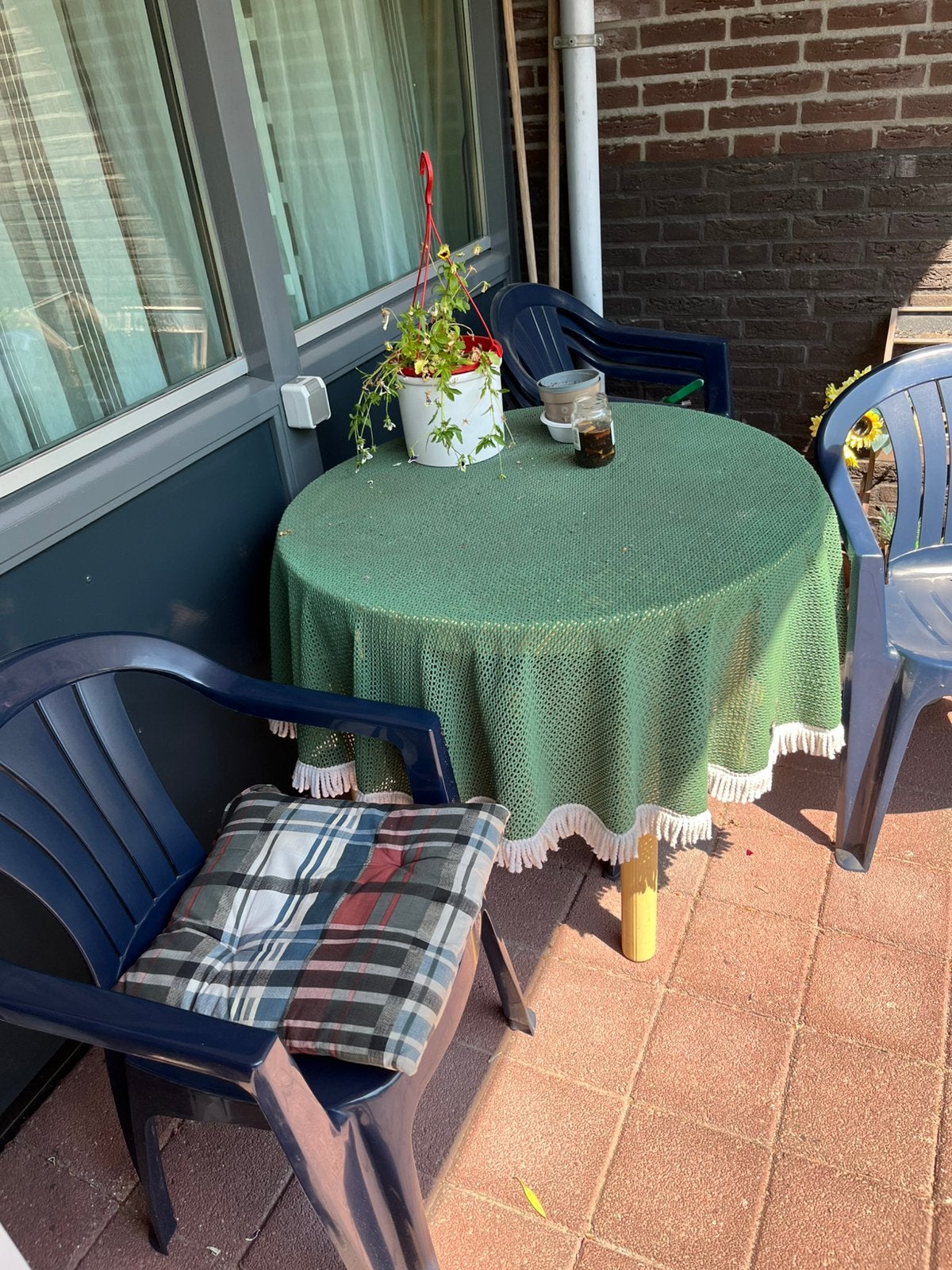 Tuintafel met 6 stoelen, Ophalen, Zo goed als nieuw, Kunststof
