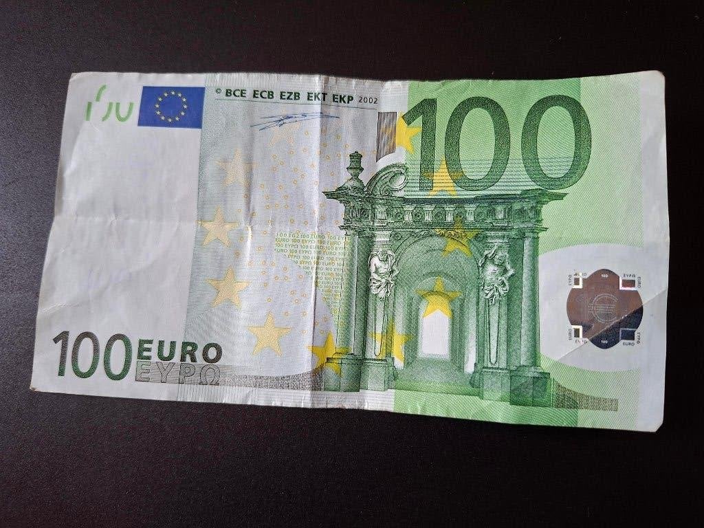 2002 Italië 100 euro 1e serie Duisenberg code J003, Postzegels en Munten, Verzenden, Italië, 100 euro, Los biljet