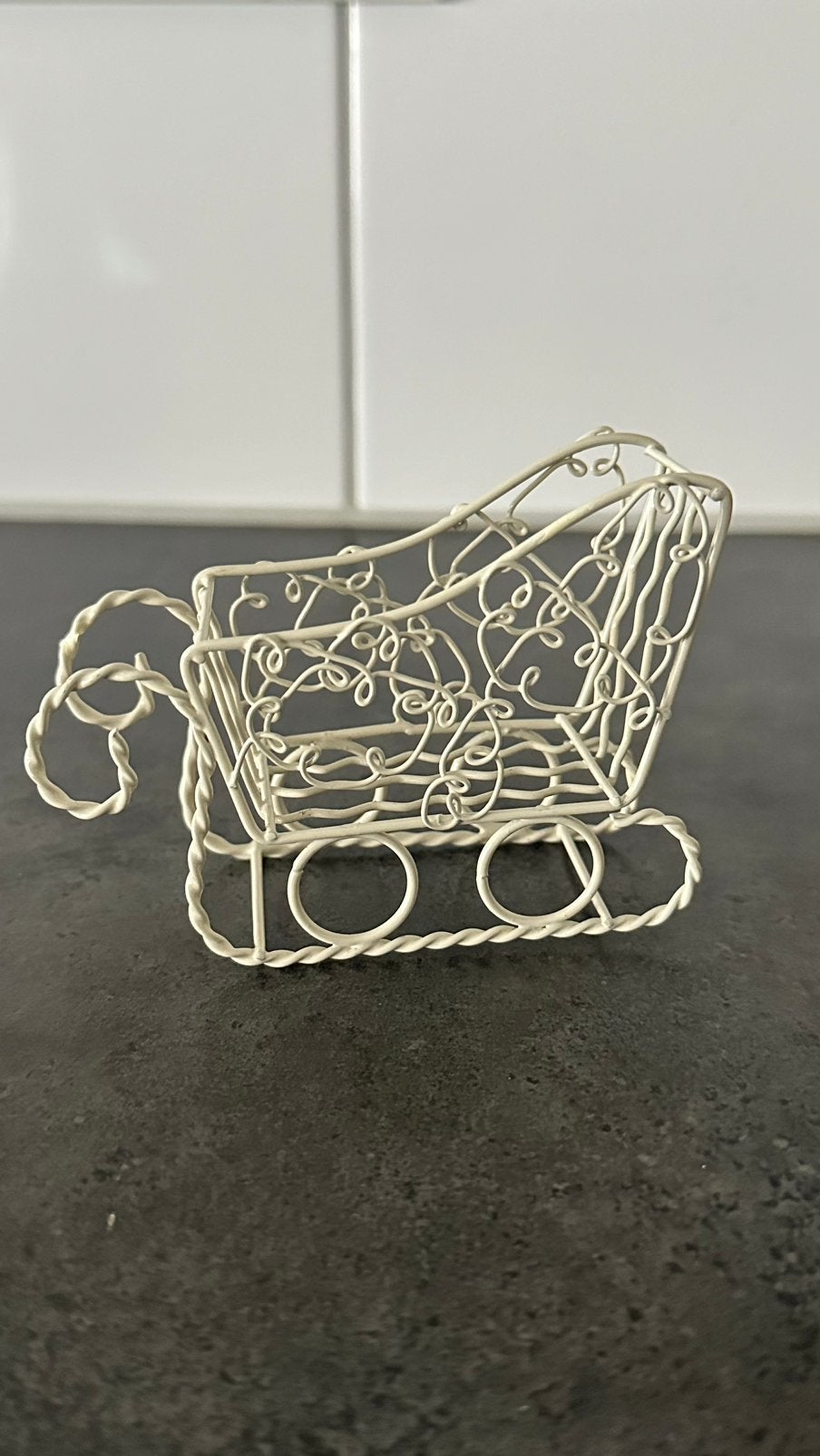 Decoratie slee, 10x4x7,5cm, metaal, cremekleurig, nieuw, Ophalen of Verzenden, Nieuw