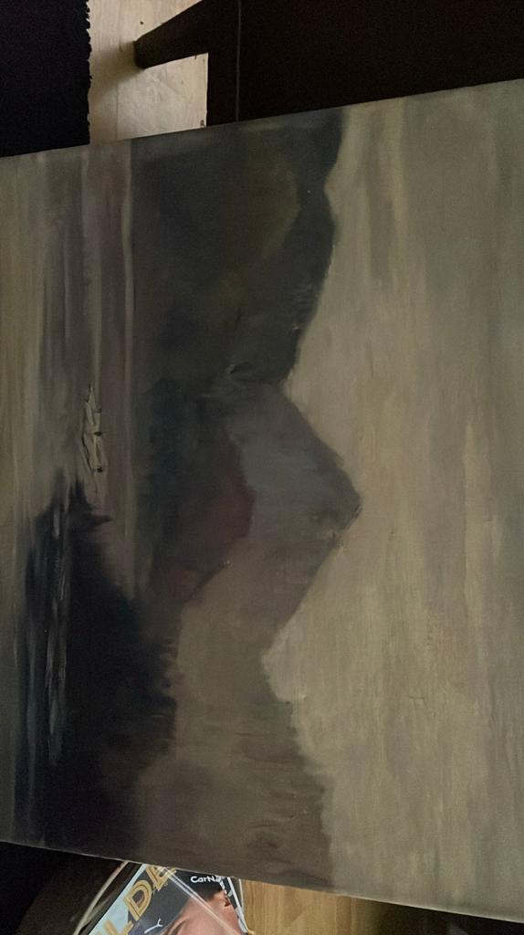 Antiek schilderij van Bertinstein - Landschap met bergen, Ophalen of Verzenden