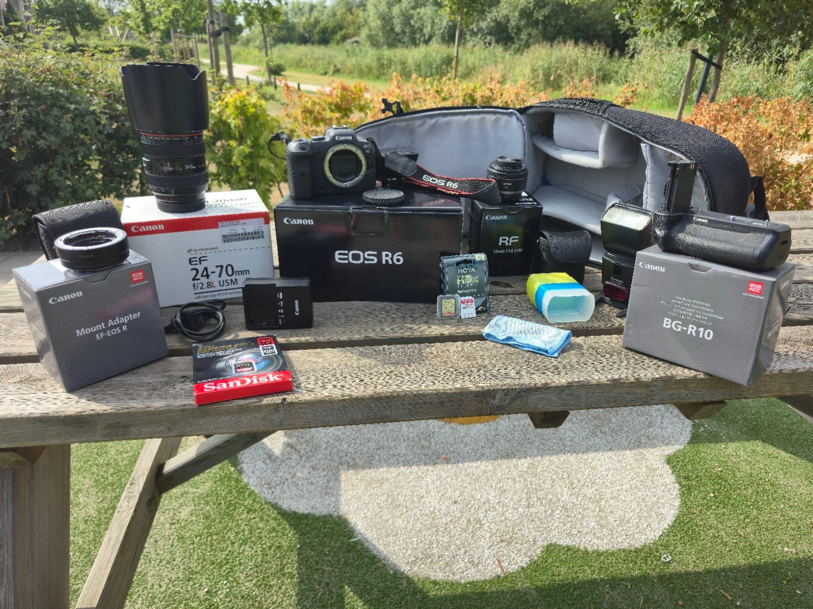 Canon EOS R6 Kit met EF 24-70mm lens en accessoires, Canon, Zo goed als nieuw, 20 megapixels, GPS