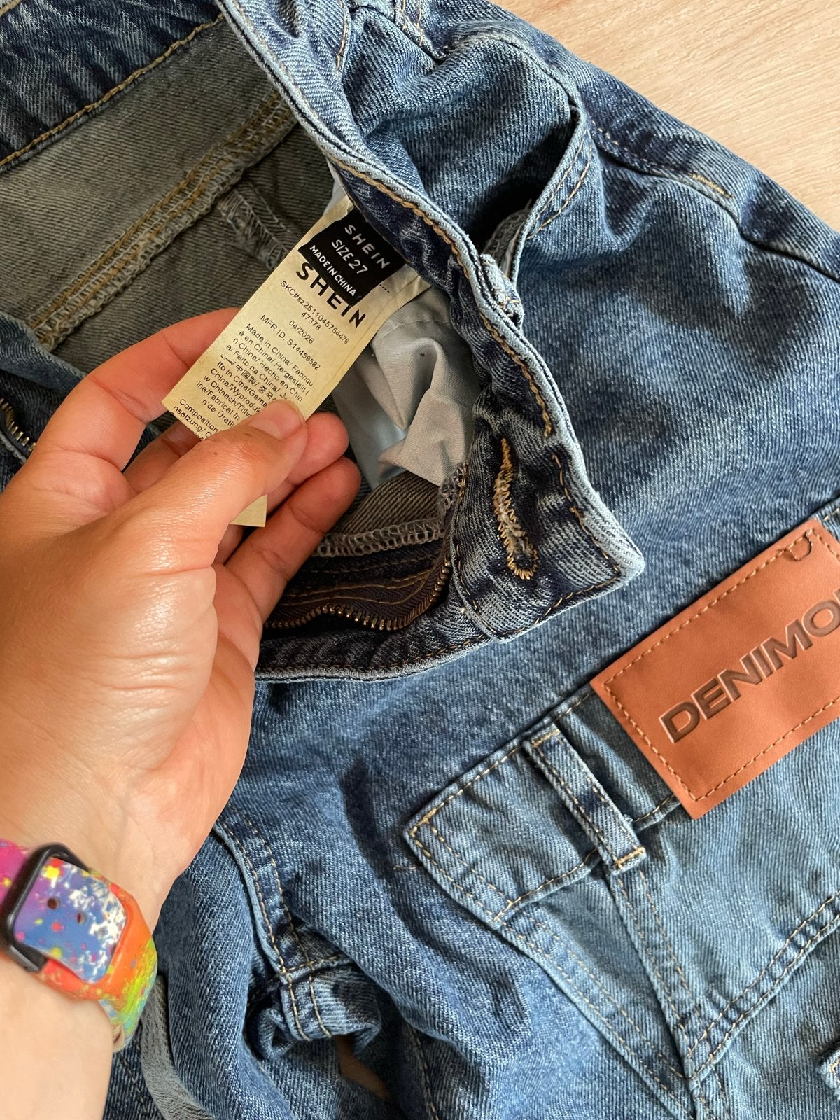 Shein Denimoi Patchwork Jeans - Maat W27, Ophalen of Verzenden, Nieuw, Blauw, W27 (confectie 34) of kleiner
