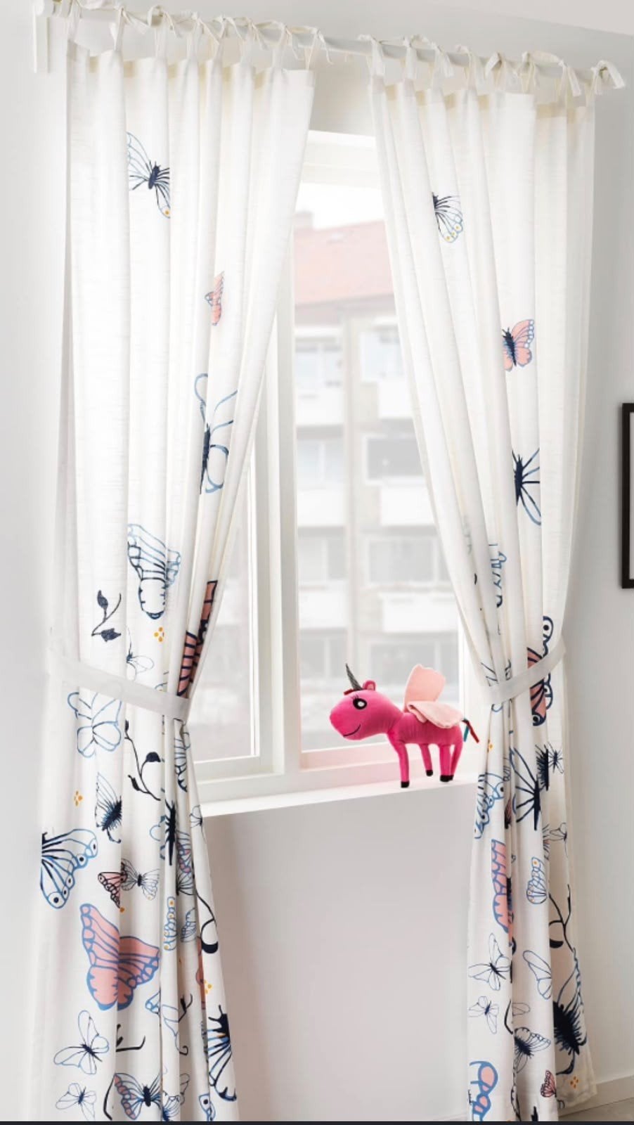 Nieuw IKEA SÅNGLÄRKA Gordijn met Vlinders 120x300cm, Huis en Inrichting, Ophalen, Blauw, Nieuw, Gordijn