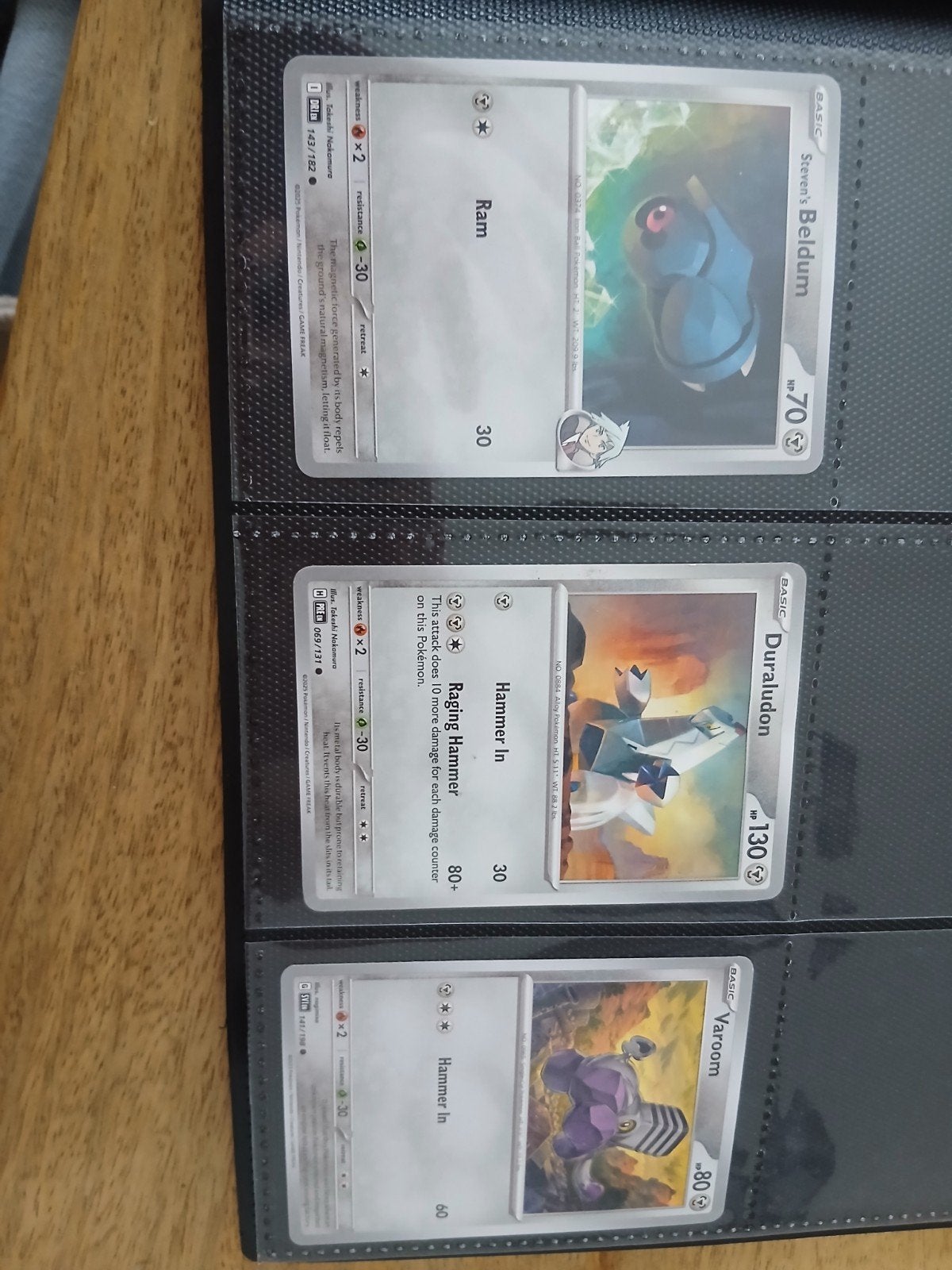Pokémon Kaarten: Steven's Beldum, Duraludon, Varoom, Ophalen of Verzenden, Gebruikt, Meerdere kaarten