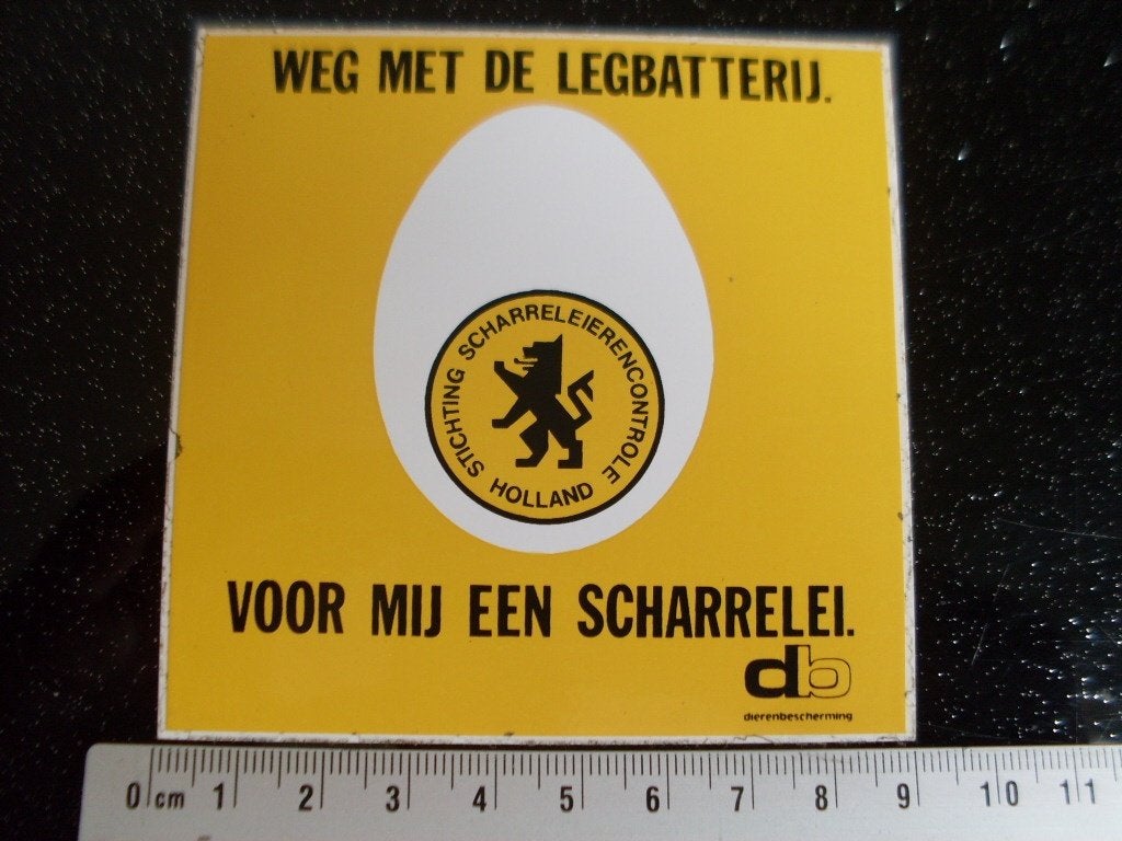 sticker weg met de legbatterij voor mij een scharrelei DB, Verzenden, Zo goed als nieuw, Dier en Natuur