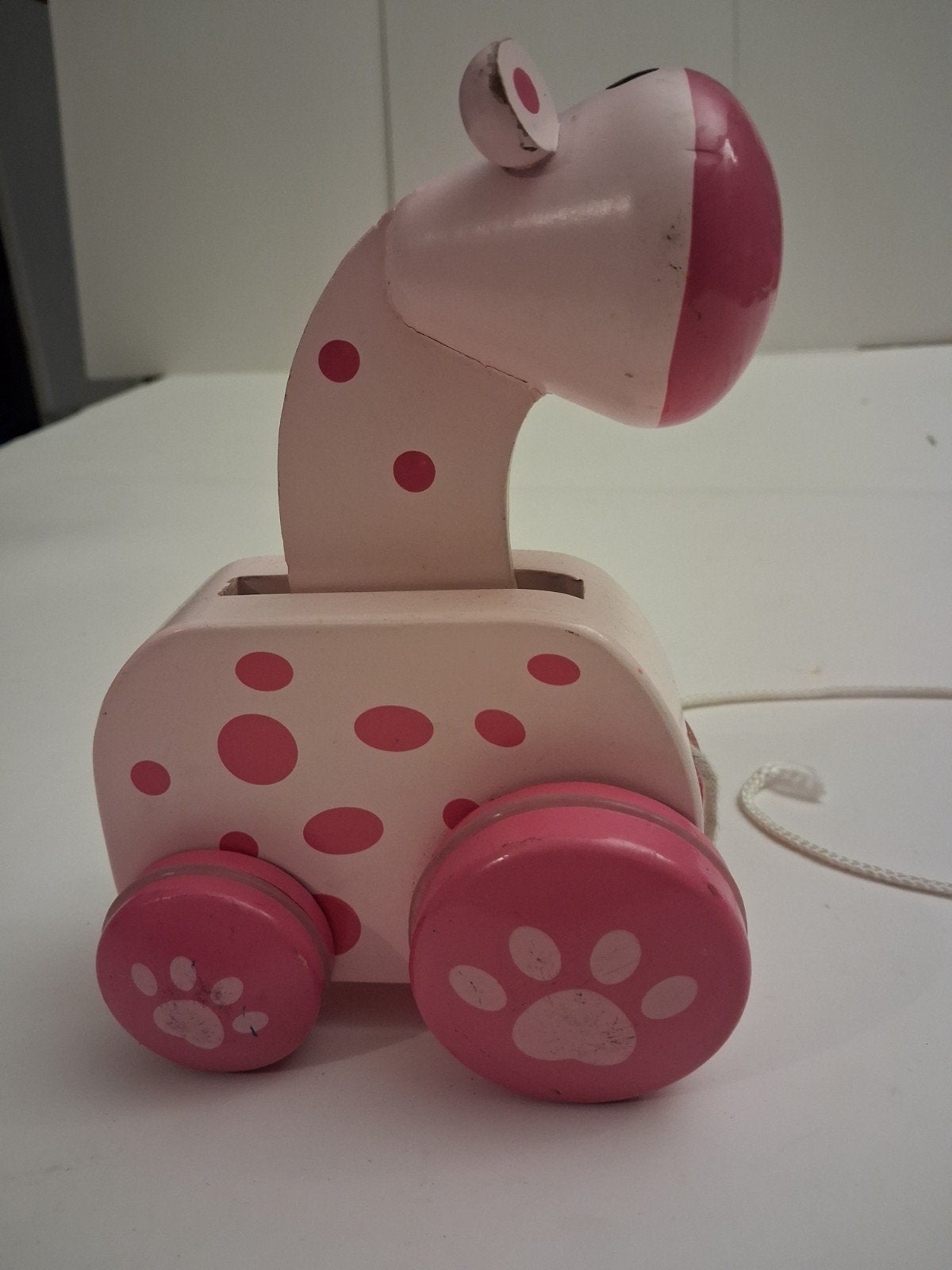 Houten Duwspeelgoed Roze Giraffe met Wieltjes, Kinderen en Baby's, Speelgoed | Houten speelgoed, Ophalen of Verzenden