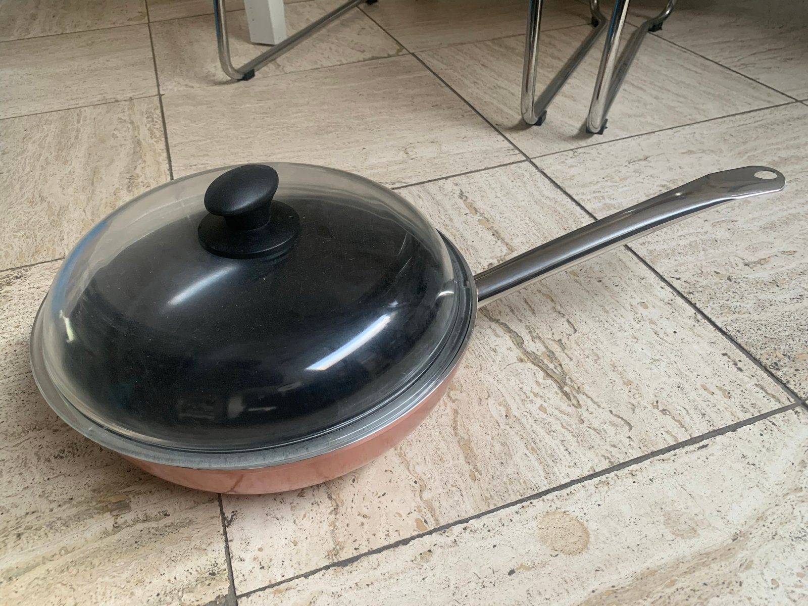 Koekenpan met deksel - Koperkleurig, Antiaanbaklaag, Ophalen, Gebruikt, Antiaanbaklaag, Overige merken