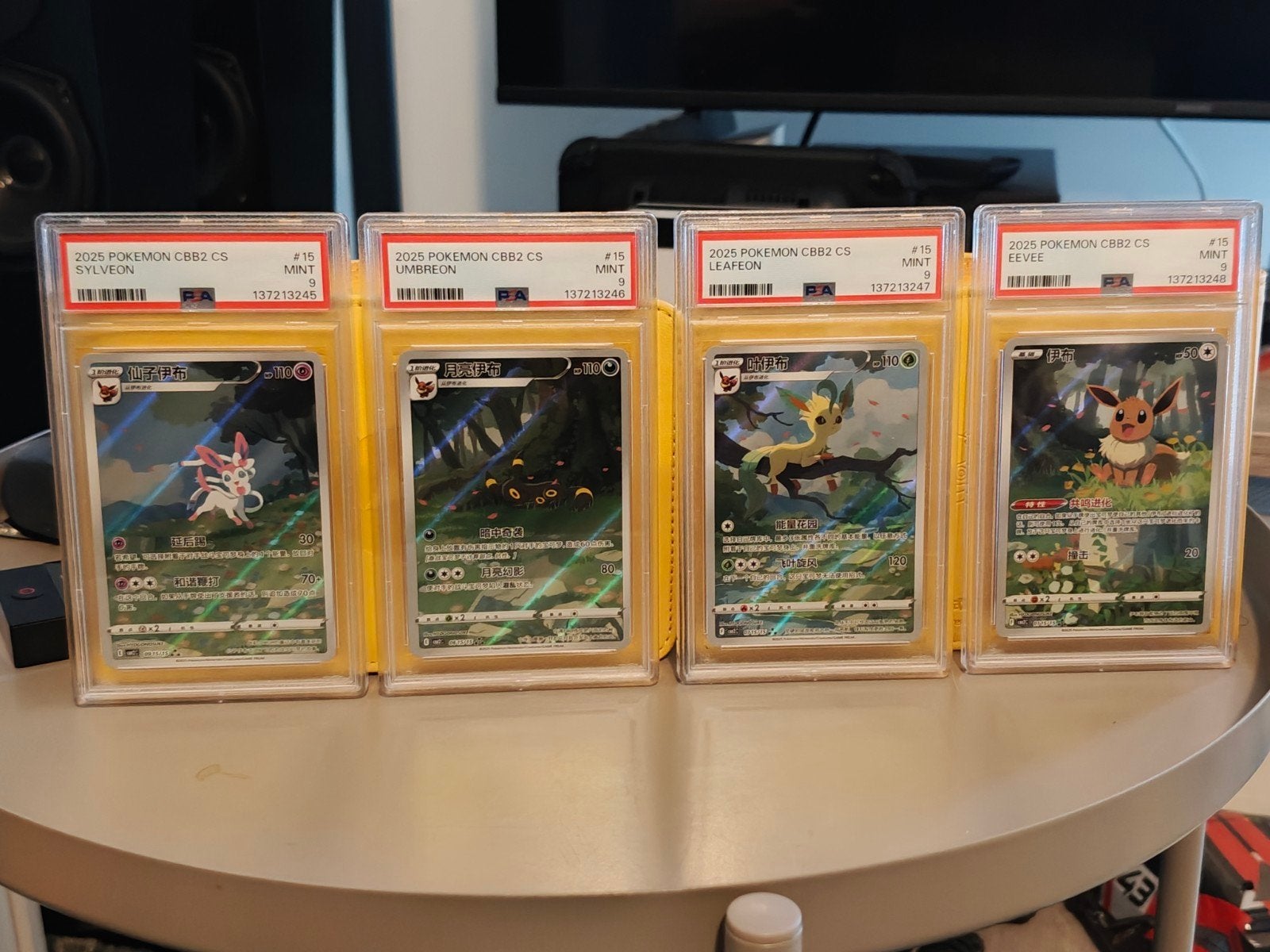 Eevee set van CBB2C GEM 2 PSA 9 slabs, Ophalen of Verzenden, Zo goed als nieuw, Meerdere kaarten
