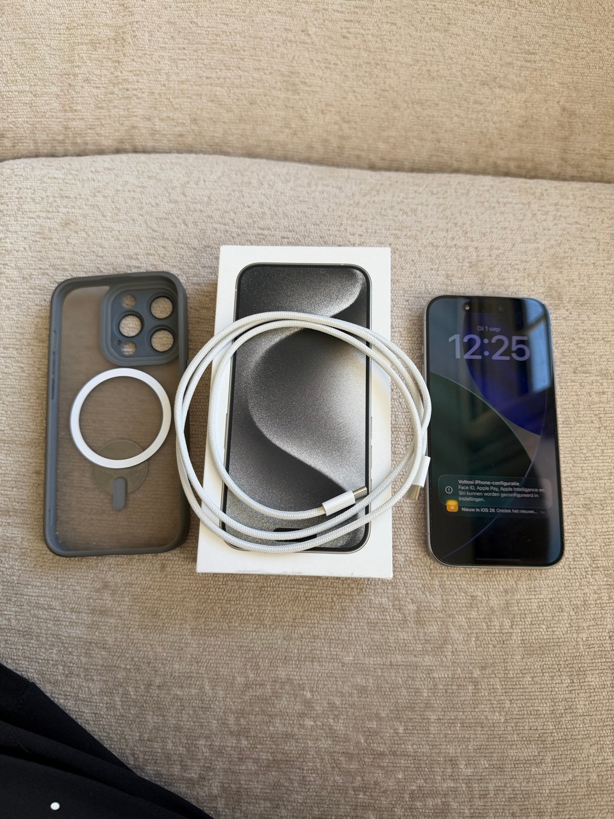 Iphone 15 Pro 128GB Wit Titanium, Telecommunicatie, Mobiele telefoons | Apple iPhone, Ophalen, 128 GB, Wit, Zo goed als nieuw